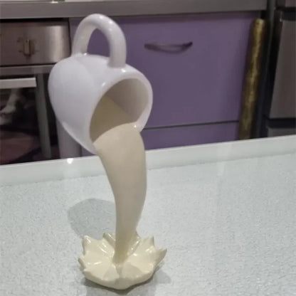 Floating Coffee Mug Resin Sculpture Home Decor