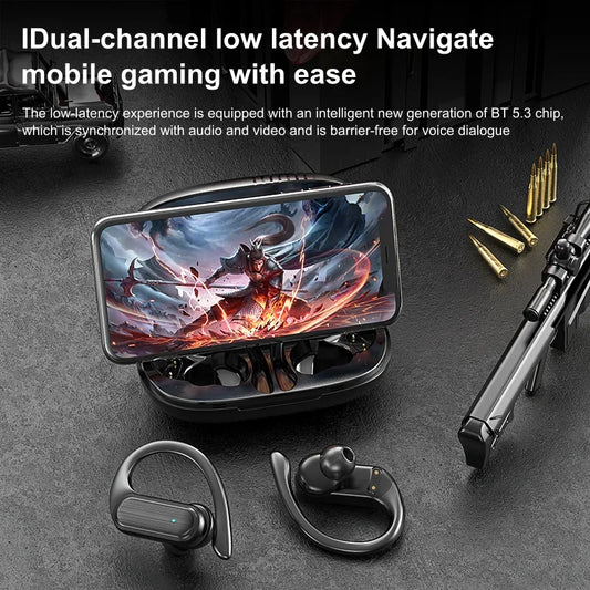 A520 Wireless TWS Earbuds – Bluetooth Sports Earphones with Secure Ear Hooks, Touch Control & Built-in Mic for Running and Gaming
