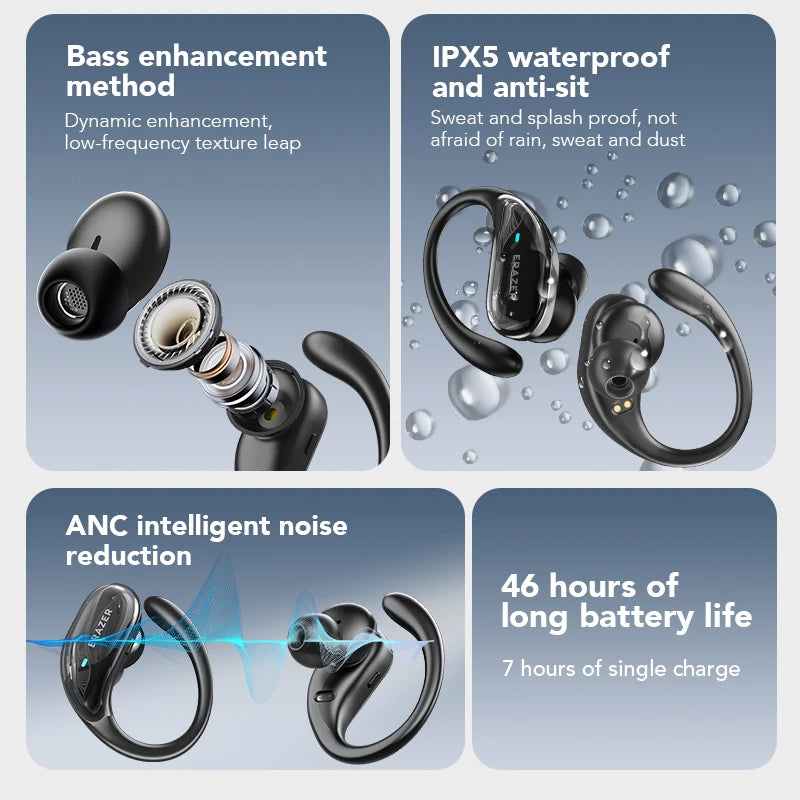XT80 ActiveBeat Bluetooth Earphones – True Wireless Noise Reduction Headphones with Secure Earhooks