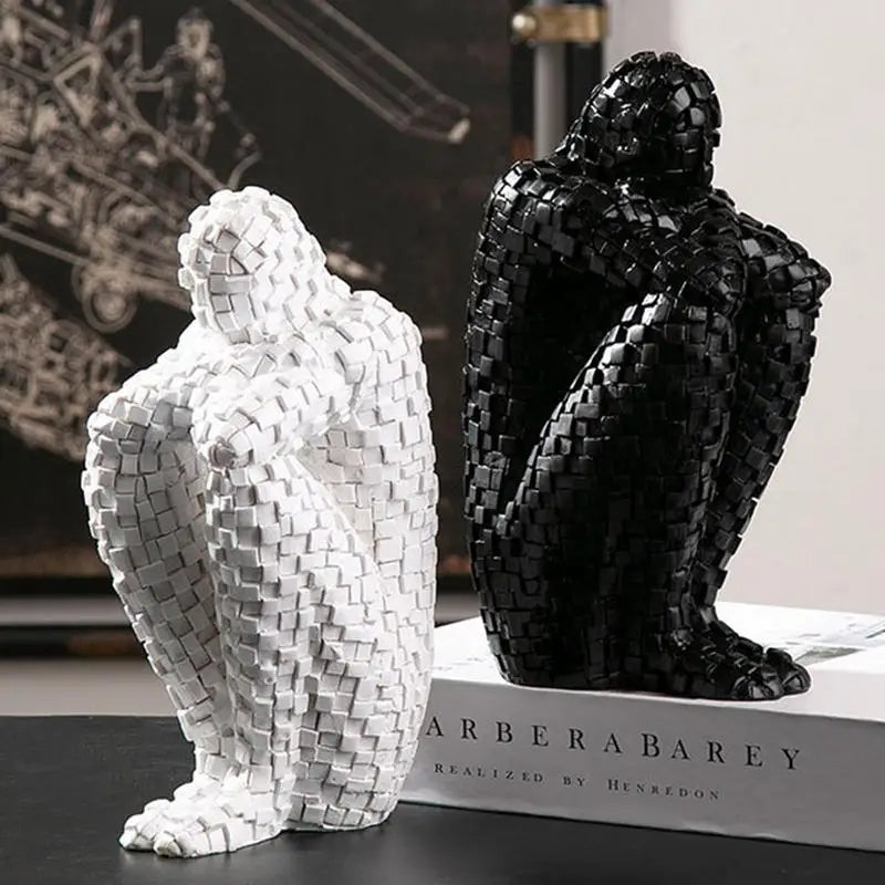 Nordic Abstract Thinker Resin Statue for Home Decor
